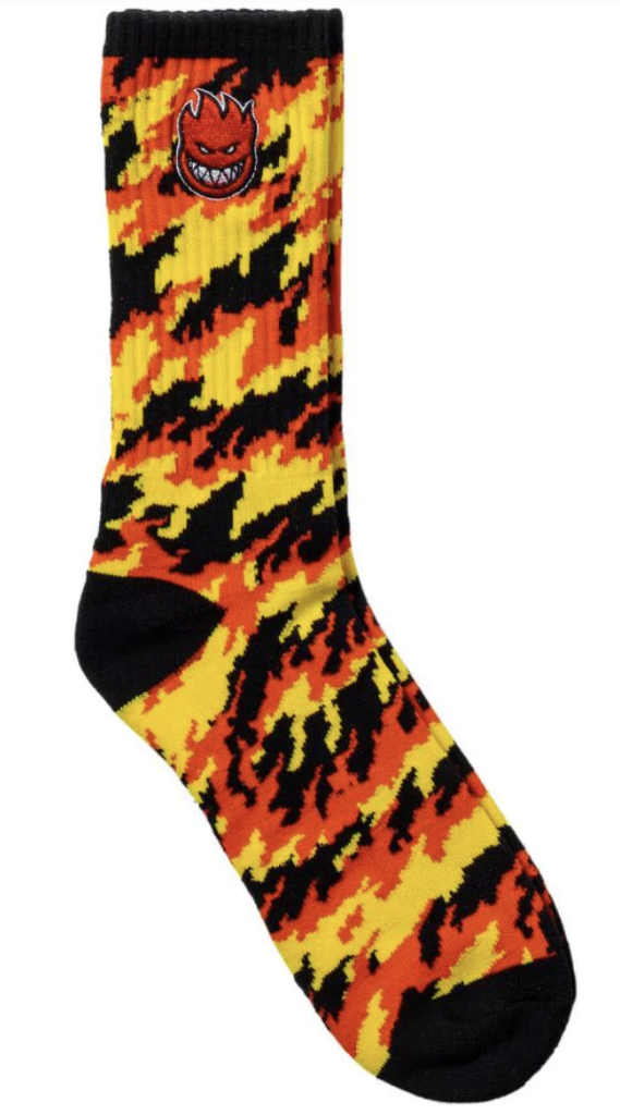 SF BIGHEAD FILL EMB FLAMES CREW SOCK RED
