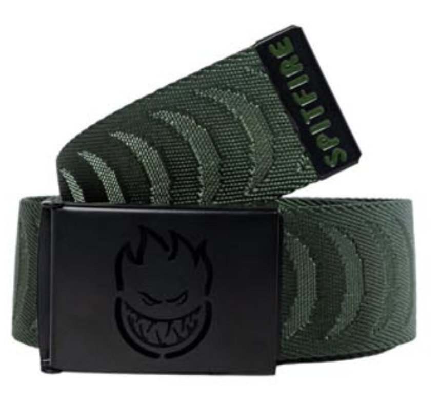 [61010087C00] SF BIGHEAD CUT OUT CRESCENT JACQUARD WEB BELT OLIVE