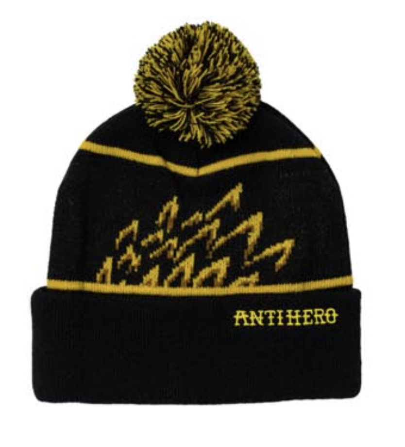 [50220115A00] AH EAGLE POM BEANIE BLACK YELLOW