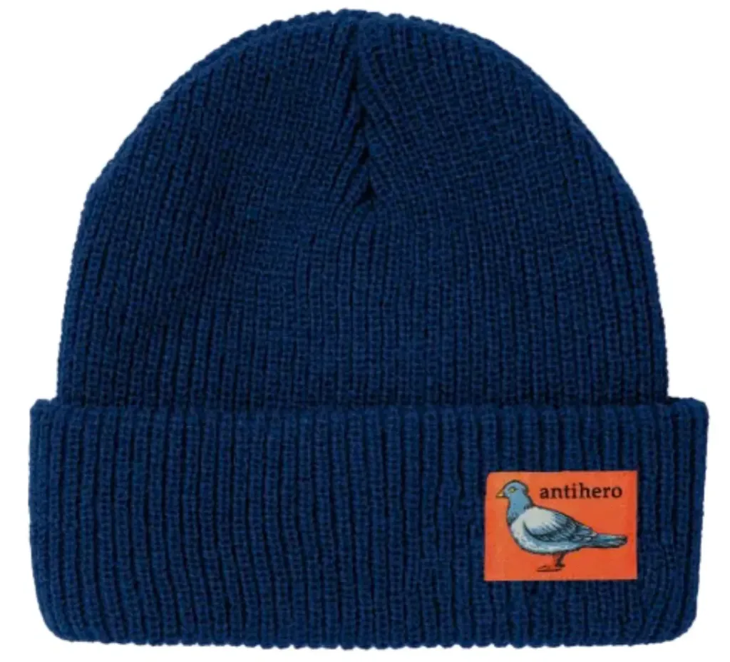 [50220106K00] AH LIL PIGEON LABEL CUFF BEANIE NAVY