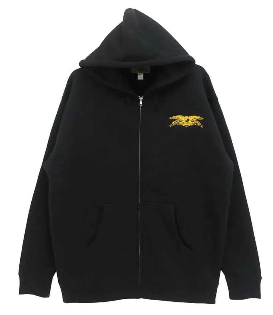 AH BASIC EAGLE EMB ZIP HOOD BLACK