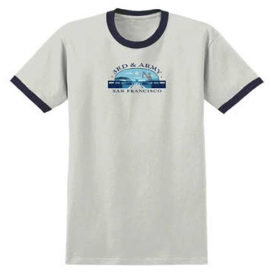 RE 3RD ARMY RINGER TEE NATURAL NAVY
