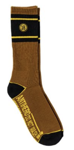 [57020044A00] AH HECHO POR EMB SOCK BROWN YELLOW