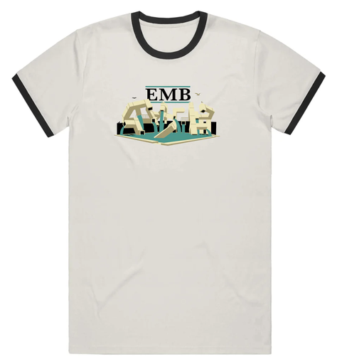 RE EMB RINGER TEE OFF WHITE BLACK